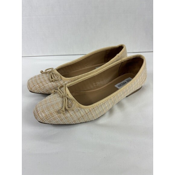 Steve Madden Seemly Ballet Flats Size 8 M 8M Raffia Straw Worn Once Bow Summer - Picture 1 of 13